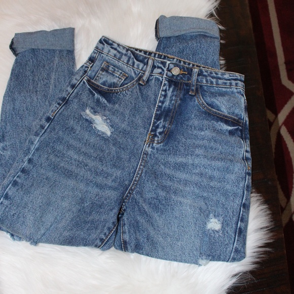 Shein, distressed high waisted jeans  XSmall - Picture 3 of 9